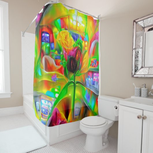 Abstrakt Psychedelische Blume Duschvorhang (Beispiel)