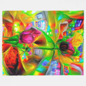 Abstrakt Psychedelische Blume Fleecedecke (Vorderseite (Horizontal))