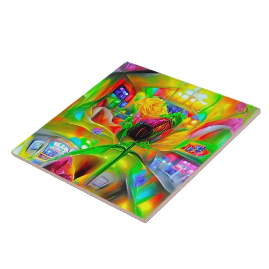 Abstrakt Psychedelische Blume Fliese (Seite)