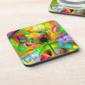 Abstrakt Psychedelische Blume Getränkeuntersetzer (Linke Seite)