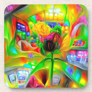 Abstrakt Psychedelische Blume Getränkeuntersetzer