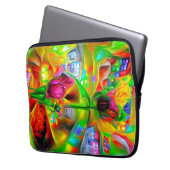 Abstrakt Psychedelische Blume Laptopschutzhülle (Vorderseite Links)