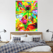 Abstrakt Psychedelische Blume Leinwanddruck (Insitu (Schlafzimmer))