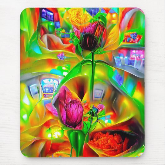 Abstrakt Psychedelische Blume Mousepad (Vorne)