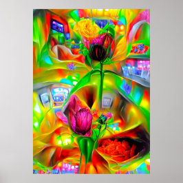 Abstrakt Psychedelische Blume Poster