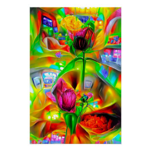 Abstrakt Psychedelische Blume Poster