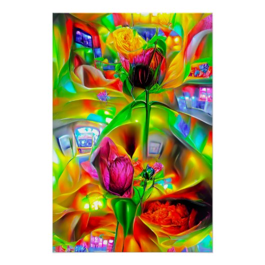 Abstrakt Psychedelische Blume Poster (Vorderseite)