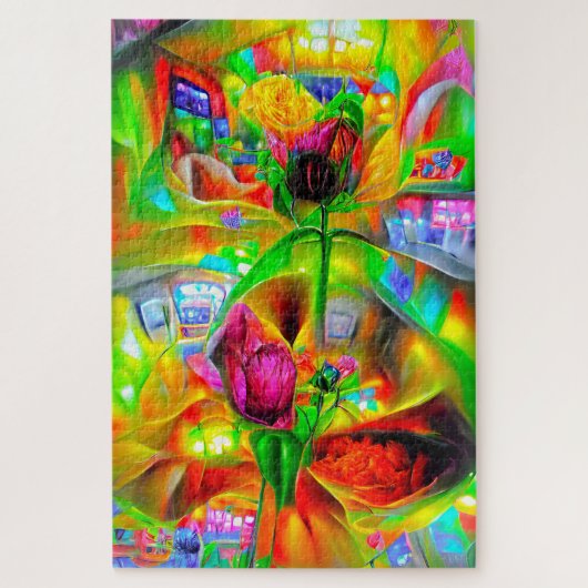Abstrakt Psychedelische Blume Puzzle (Vertikal)