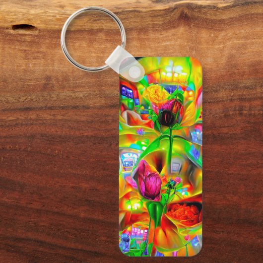 Abstrakt Psychedelische Blume Schlüsselanhänger (Vorderseite)
