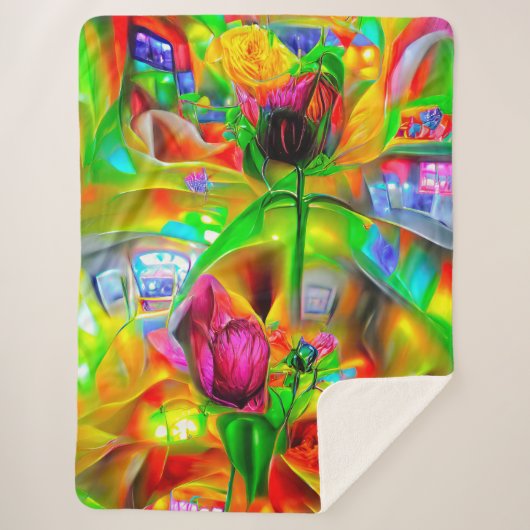 Abstrakt Psychedelische Blume Sherpadecke (Vorderseite)