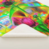 Abstrakt Psychedelische Blume Sherpadecke (3/4)