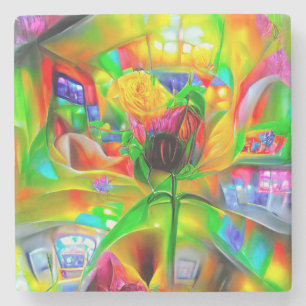 Abstrakt Psychedelische Blume Steinuntersetzer
