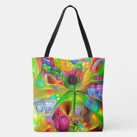 Abstrakt Psychedelische Blume Tasche (Rückseite)