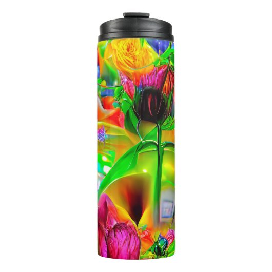 Abstrakt Psychedelische Blume Thermosbecher (Vorderseite)