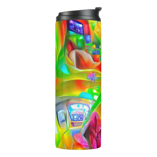 Abstrakt Psychedelische Blume Thermosbecher (Nach links gedreht)