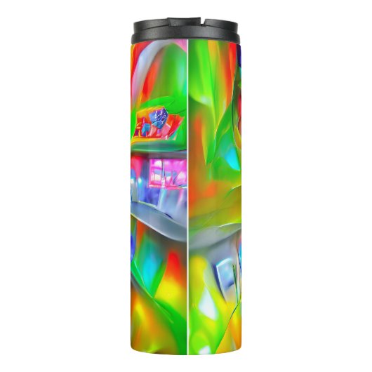 Abstrakt Psychedelische Blume Thermosbecher (Rückseite)