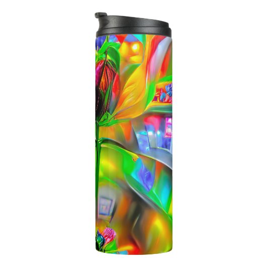 Abstrakt Psychedelische Blume Thermosbecher (Nach rechts gedreht)