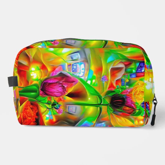 Abstrakt Psychedelische Blume Waschbeutel (Vorderseite)
