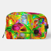 Abstrakt Psychedelische Blume Waschbeutel (Rückseite)