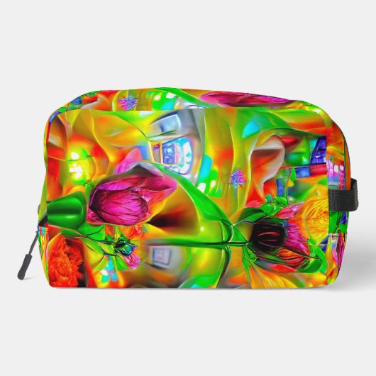 Abstrakt Psychedelische Blume Waschbeutel (Rückseite)