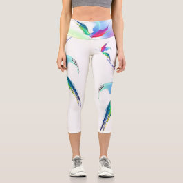 Abstrakt Rainbow Butterfly Paint Spritzer Capri Leggings