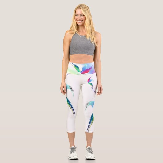 Abstrakt Rainbow Butterfly Paint Spritzer Capri Leggings (Vorderseite)