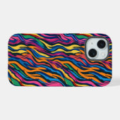 Abstrakt Rainbow Zebra Muster iPhone 15 Hülle (Rückseite (Horizontal))