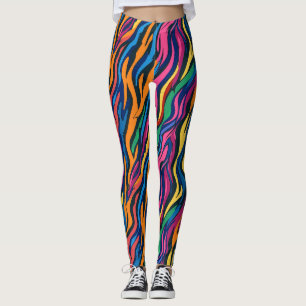 Abstrakt Rainbow Zebra Muster Leggings