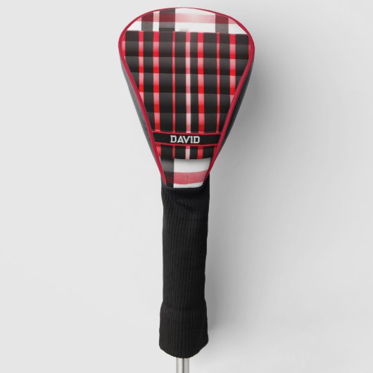 Abstrakt Red Black Kariert Modern Collection Golf Headcover (Vorderseite)
