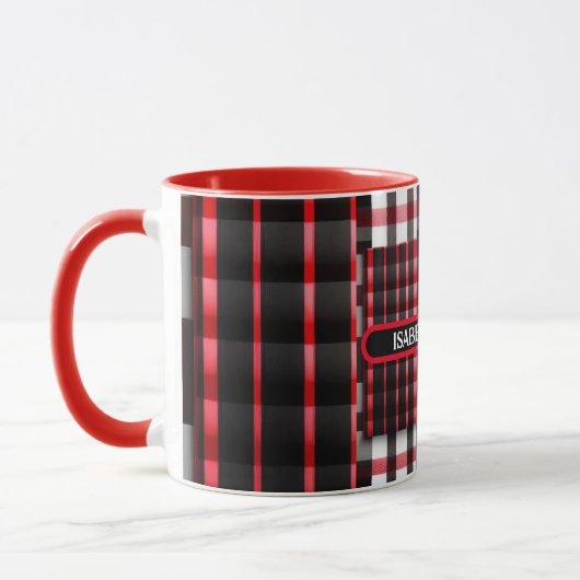 Abstrakt Red Black Kariert Modern Collection Tasse (Links)