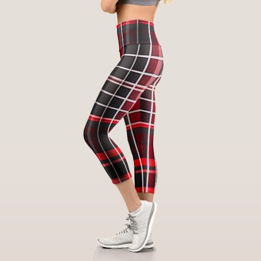 Abstrakt Red Black Kariert Populary Collection Capri Leggings (Links)