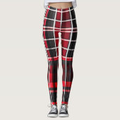 Abstrakt Red Black Kariert Populary Collection Leggings (Vorderseite)