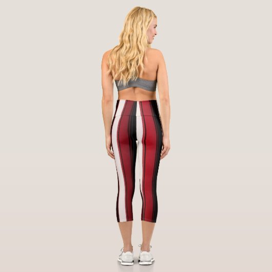 Abstrakt Red Black Lines TrendCollection Capri Leggings (Rückseite)