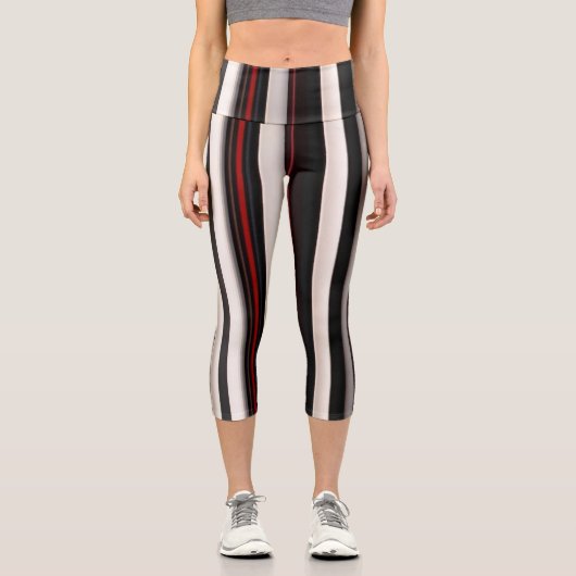 Abstrakt Red Black Lines TrendCollection Capri Leggings (Vorderseite)