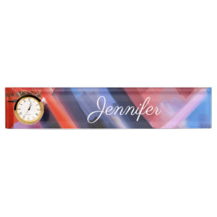 Abstrakt Red Black Pink Blue Name personalisiert Namensplakette