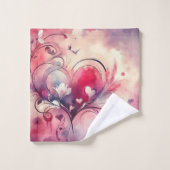 Abstrakt Red Blue Hearts Extravagant Handtuch Set (Waschlappen)