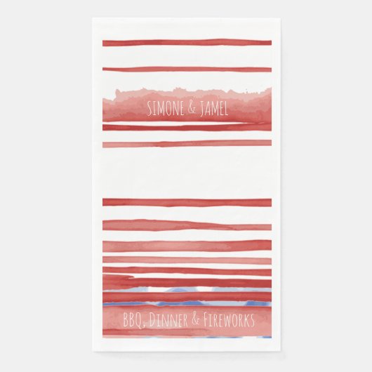 Abstrakt Red & Blue Washes, 4. Juli Serviette (Vorderseite)