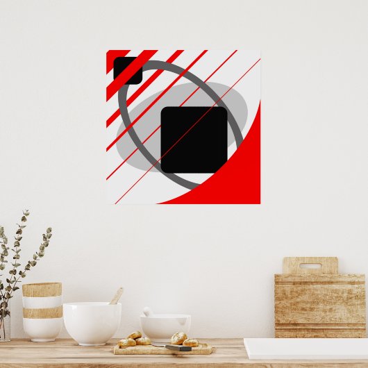 Abstrakt Red Gray Off-White Black AP0002 Poster (Küche)