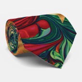Abstrakt Red Green Gold Stars Weihnachten Krawatte (Gerollt)