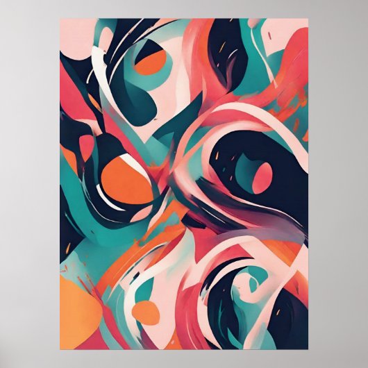 Abstrakt Red Modern Art Poster (Vorne)