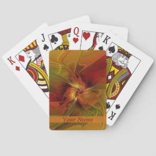 Abstrakt Red Orange Brown Green Art Blume Name Spielkarten