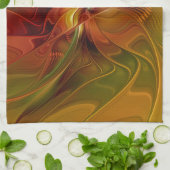 Abstrakt Red Orange Brown Green Blume Name Geschirrtuch (Gefaltet)