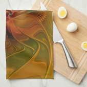 Abstrakt Red Orange Brown Green Blume Name Geschirrtuch (Viertel Falte)