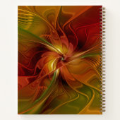 Abstrakt Red Orange Green Fraktal Art Blumen name Notizblock (Rückseite)