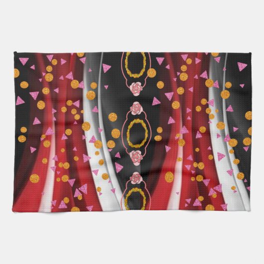 Abstrakt Red Schwarz-weiß Kitchen Handtuch (Horizontal)