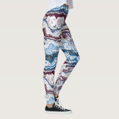Abstrakt Red White Blue Minerals Agate Art Muster Leggings (Rechts)