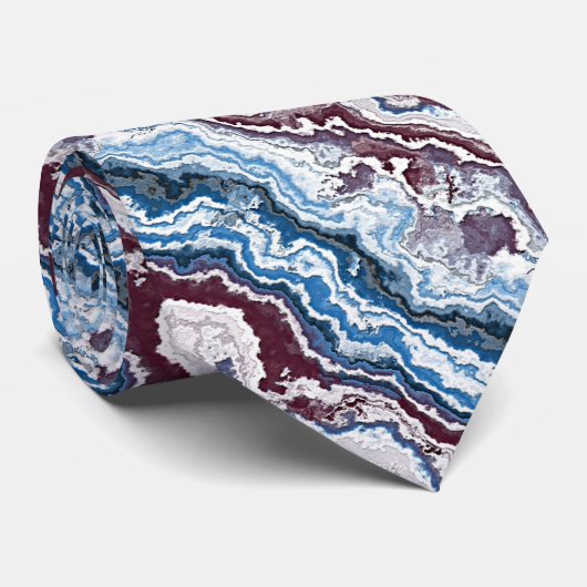 Abstrakt Red White Blue Minerals Agate Muster Krawatte (Gerollt)