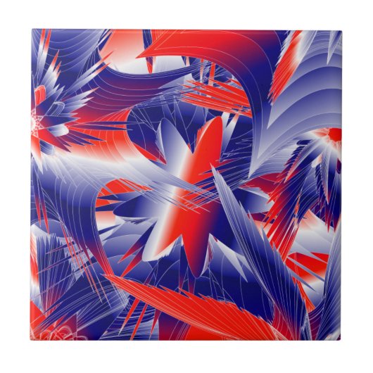 Abstrakt Red White und Blue Fliese (Vorderseite)