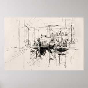 Abstrakt Restaurant Bar Scene - Poster