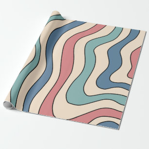 Abstrakt Retro 70er Marble Blue Red Groovtern Must Geschenkpapier